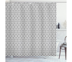 Monotone Circles Polygons Shower Curtain