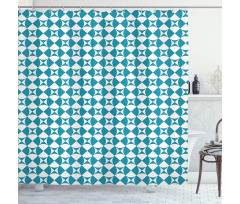 Diagonal Circles Squares Shower Curtain