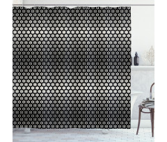 Halftone Hexagons Flowers Shower Curtain