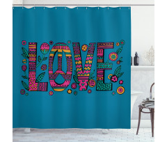Love Wording in Hip Style Shower Curtain