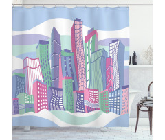 Funny Buildings in City Shower Curtain