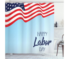 Waving Flag and Wording Shower Curtain