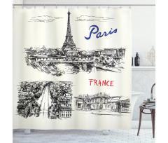 Paris Sketch Art Shower Curtain