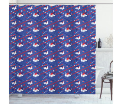 Origami Swans Seigaiha Waves Shower Curtain