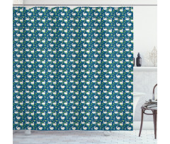 Aquatic Birds Lotus Flowers Shower Curtain