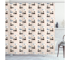 Black White Aquatic Bird Shower Curtain