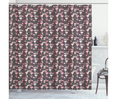 Love Swans Hearts Shower Curtain