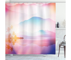 Ombre Tropical Landscape Shower Curtain