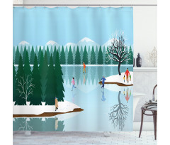 Ice Skating Frozen Lake Art Shower Curtain