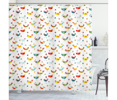 Colorful Chickens and Eggs Shower Curtain