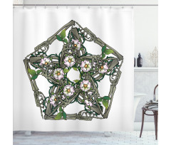 Skeleton Bones and Flowers Shower Curtain