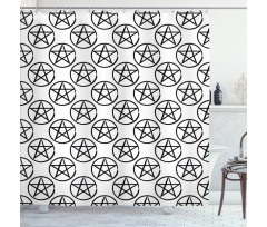 Pentagram Star in Circle Shower Curtain