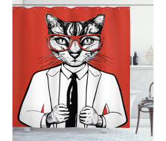 Funny Businessman Cat Suit Shower Curtain