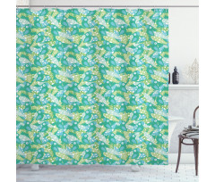 Parrots and Dotted Feather Shower Curtain
