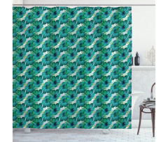 Aloha Summer Leaves Hibiscus Shower Curtain