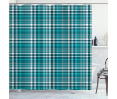 Classic Crossing Line Squares Shower Curtain