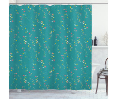 Dreamy Leafy Thin Branches Shower Curtain