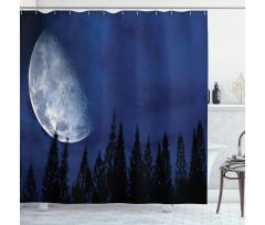 Forest Night Silhouette Shower Curtain