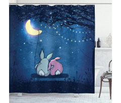 Rabbit Couple Art Shower Curtain