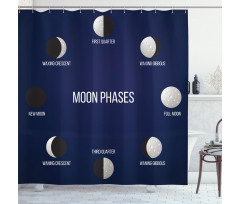 Crescent Phase Astronomy Shower Curtain