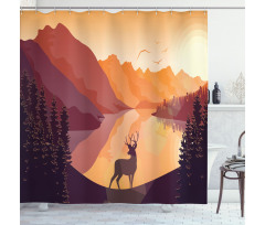 Bird Mountain Reindeer Shower Curtain