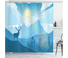 Mountain Fauna Sunrise Shower Curtain