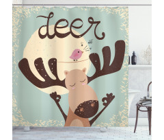 Reindeer Bird Cartoon Shower Curtain