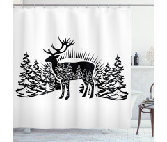 Reindeer Spruce Forest Shower Curtain