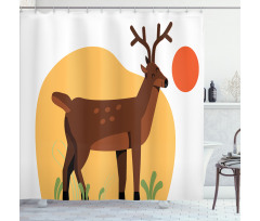 Smiling Antler Meadow Shower Curtain