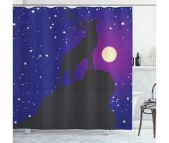 Elk Silhouette Night Shower Curtain