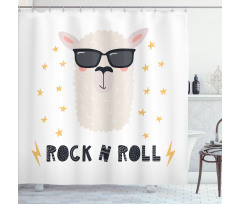 Funny Llama Portrait Shower Curtain