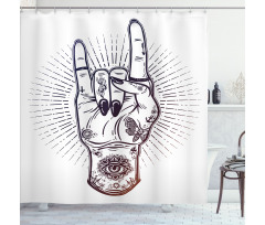 Tattooed Hand Raised Shower Curtain