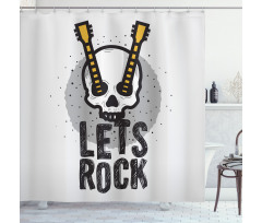 Human Skull Guitar Shower Curtain