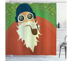 Funky Santa with Pipe Shower Curtain