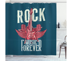 Microphones and Wings Shower Curtain