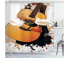 Man Holding a Guitar Shower Curtain