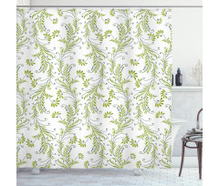 Old Leaf Swirl Floral Shower Curtain