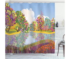 Vibrant Botany River Shower Curtain