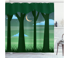 Dreamy Forest at Night Shower Curtain