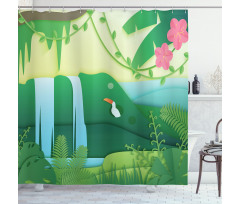 Tropical Forest Cartoon Shower Curtain