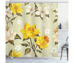 Floral Narcissus Branch Shower Curtain