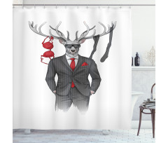 Womanizer Deer in Suit Art Shower Curtain