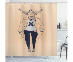 Modern Pastel Deer Animal Shower Curtain