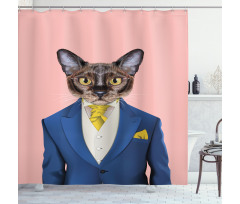 Whimsical Portrait of a Cat Shower Curtain