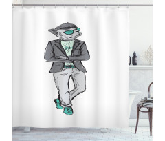 Modern Bohemian Bulldog Art Shower Curtain