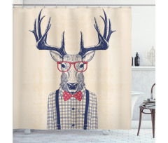 Humorous Deer with Jazz Bow Shower Curtain