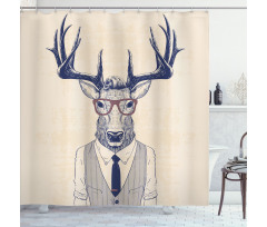 Humanized Manly Deer Art Shower Curtain