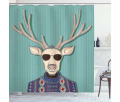 Deer with Colorful Sweater Shower Curtain