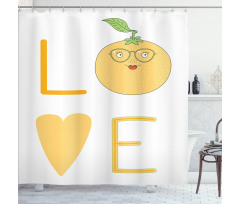 Nerdy Orange in Eyeglasses Shower Curtain