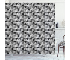 Greyscale Hexagons Grid Shower Curtain